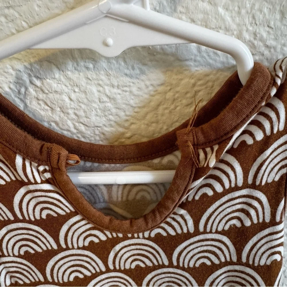 Little Sleepies- Rust Rainbows Bubble Romper 0-3